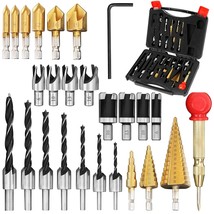 26-Pack Woodworking Chamfer Drilling Tools Including Countersink Drill B... - £39.31 GBP