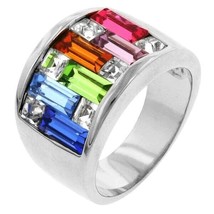 Candy Maze Ring Multi-Color Crystal Rhodium Plated - £16.79 GBP