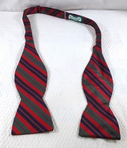 Beau Ties Ltd Of Vermont Red &amp; Green Stripe Self-Tie Bow Tie Silk - $14.25