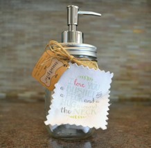 Mud Pie Countertop Glass Jar Soap Pump Dispenser Towel Set - I Love You - £14.38 GBP