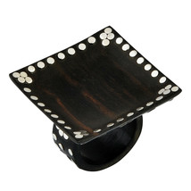 Artisan Crafted Sterling Silver and Ebony Wood Concave Square Ring - £42.11 GBP