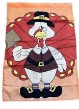 Thanksgiving Turkey Pilgrim Porch Garden Flag Decor Approximately 28”x 40” - £6.85 GBP