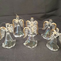 Vintage 1996 Avon Gift Collection - Gold & Spun Glass 6 Angel Ornaments - $41.33