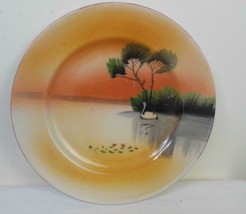 Vintage Noritaki Swan on Lake and Cabin Salad / Snack Plate 7.75 &quot; Made in Japan - £9.49 GBP