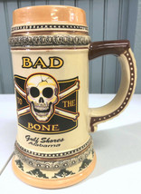 Bad To The Bone Pirate Skull Gulf Shores Pottery Beer Mug Stein  - $17.43