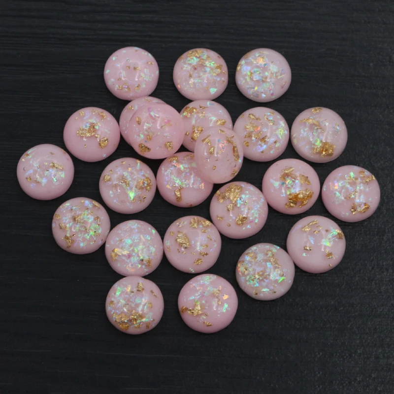 New Fashion 40pcs 12mm 8mm 10mm Mix Colors Built-in  foil Flat back Resin Caboch - £91.67 GBP