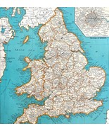 England Wales United Kingdom 1935 Map Scotland London Europe 14 x 11&quot; LG... - €43,57 EUR