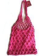 Vintage Y2K Xhilaration Pink Net Bag Rope Tote Bag Handbag Boho Bohemian... - $29.61