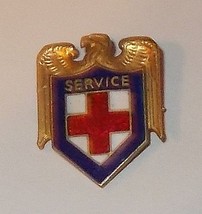  Vintage Red Cross Organization Lapel Pin Service Eagle One Inch plus - £15.68 GBP