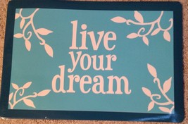 Live Your Dream Pattern Turquoise Placemat Set of 4 Vinyl 17&quot; x 11&quot; New - £14.01 GBP