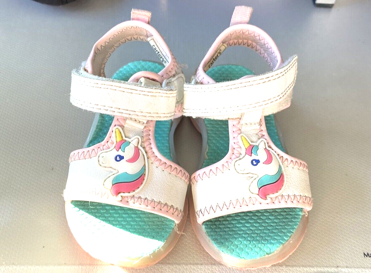 Carters Toddler Girl's Feline Light Up Sandals White/Pink #CS190143 Size: 5 - $15.83