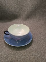 Vintage Blue &amp; White Lusterware Teacup &amp; Saucer - £11.57 GBP