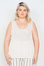 Women&#39;s Plus Size Sheer Ivory Ribbed Causal Tank Top - £9.00 GBP