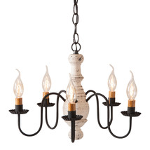 Country Chandelier 5 Candelabra Wood &amp; Metal Ceiling Light , Americana White - £290.87 GBP