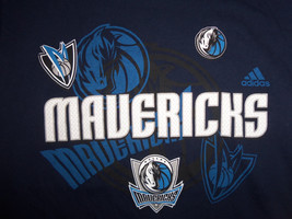 Adidas NBA Dallas Mavericks Basketball Logo Blue Graphic Print T Shirt - S - $17.69