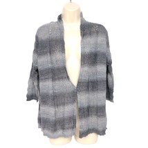 Dressbarn Womens Cardigan Sweater Size Large Gray Sheer Crochet 3/4 Sleeve - £18.77 GBP