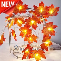 32Ft Fall Thanksgiving Maple Leaves 80 Led Light Lamp Garland Festival D... - £22.01 GBP