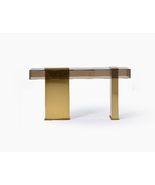 Minimalist Luxury Console Table, Modern Gold &amp; Smoked Acrylic Entryway T... - $33,057.09 MXN