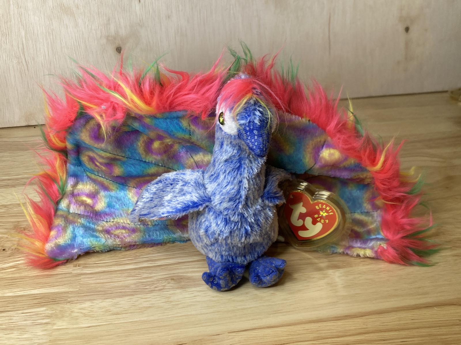 Flashy the Peacock Beanie Baby Excellent Condition w/ hang tag protector - $7.45