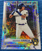 2021 Bowman Chrome Eduardo Garcia 1st Speckle Refractor /299 Milwaukee B... - £0.75 GBP