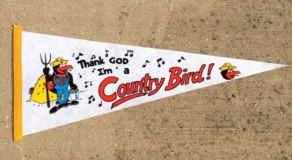 Primary image for Vintage Baltimore Orioles Pennant "Thank God I'm A Country Bird" John Denver
