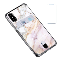 Oddss Case Compatible for iPhone Xs/X with Card Holder Slot Pink Purple Marble S - £21.09 GBP