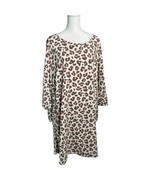 Leopard Print Dress Long Sleeve Tie Cuff Casual Tunic Dress 16/18 - $29.99