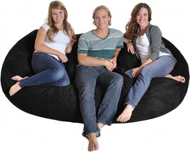 SLACKER sack 8-Feet Huge Foam Microsuede Beanbag Chair Lounger, Black - £331.21 GBP