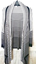 City Girl Nancy Bolen Sweater XL Black White Stripes Cardigan - £30.66 GBP