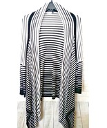City Girl Nancy Bolen Sweater XL Black White Stripes Cardigan - £31.12 GBP