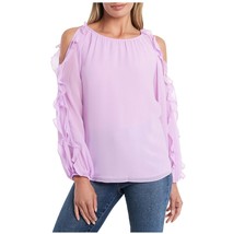 1. State Womens S Light Purple Ruffle Cold Shoulder Sleeve Blouse Top Retag BF24 - £23.42 GBP