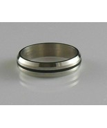 Stainless Steel W/Single Black Rubber Inlay Beveled Ring - $22.18 CAD