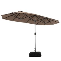 13FT Double-sided Patio Twin Table Umbrella with Crank Handle-Tan - Colo... - $246.03 CAD
