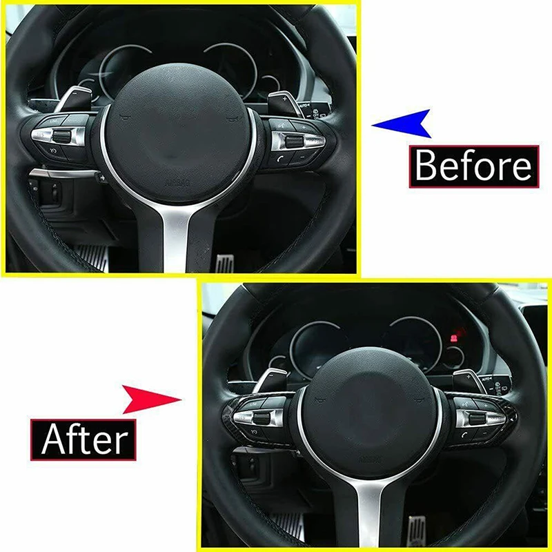 POSSBAY Carbon Fiber Look Steering Wheel Button Frame Trim for BMW 1 2 3 4 5 6 - $22.32