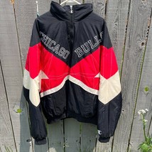 Vtg Champion Chicago Bulls Men’s Hooded Puffer Jacket Size XL Full Zip 90s - £62.27 GBP