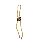 Vintage Mens Bolo Tie Yellow Rope With Aztec Native American Symbol Sout... - $45.96