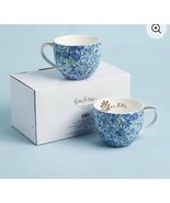 Set of 2 Lilly Pulitzer 12oz Ceramic Mug Blue Floral Fab Fit Fun Coffee ... - £31.11 GBP