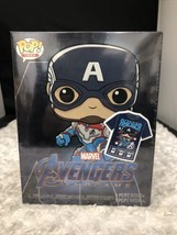 FunkoPOP!Tees Avengers Endgame Captain America[Glows in the Dark] Size M Sealed - £25.48 GBP