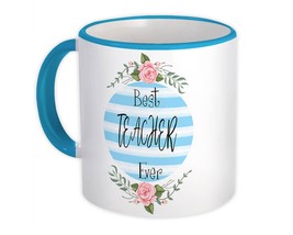 Best TEACHER Ever : Gift Mug Christmas Cute Birthday Stripes Blue - $15.90