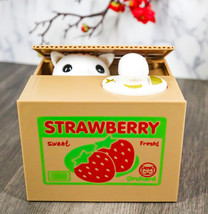 Whimsical Strawberry Feline Kitty Cat Coin Grabber Money Bank Box Sculpture - £21.25 GBP