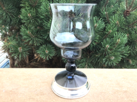 MORGANTOWN  Lyric Steel Blue Vase Sterling Silver Base Vintage Silver &amp; ... - $85.00