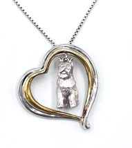 Sterling Silver 925 Vermeil I Love Schnauzers Dog Pendant Necklace 16 in - £67.27 GBP