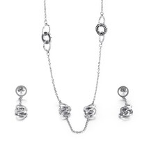 Kalen Unique Design 3 Rounds Interlock Chain Necklaces Drop Earrings Sets For Wo - £16.80 GBP
