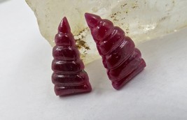 Natural Untreated Ruby Carved Pair 19.92 Carats Gemstone Designing Earring - £406.65 GBP