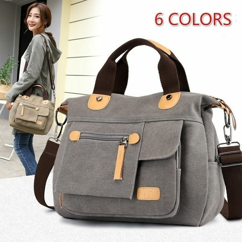 Primary image for Women Canvas Handbag Shoulder Bag Multi Pocket Messenger Crossbody Tote Purse