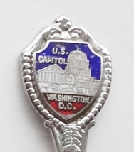 Collector Souvenir Spoon USA DC Washington US Capitol Buildings Cloisonne Emblem - £2.39 GBP
