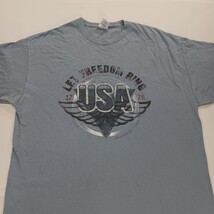 Gildan Ultra Cotton USA Let Freedom Ring Men's Blue Cotton Graphic T-Shirt Sz XL image 13