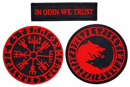 in Odin We Trust Wolf Viking Vegvisir Patch [3PC Bundle-Iron ON SEW ON] - £11.00 GBP