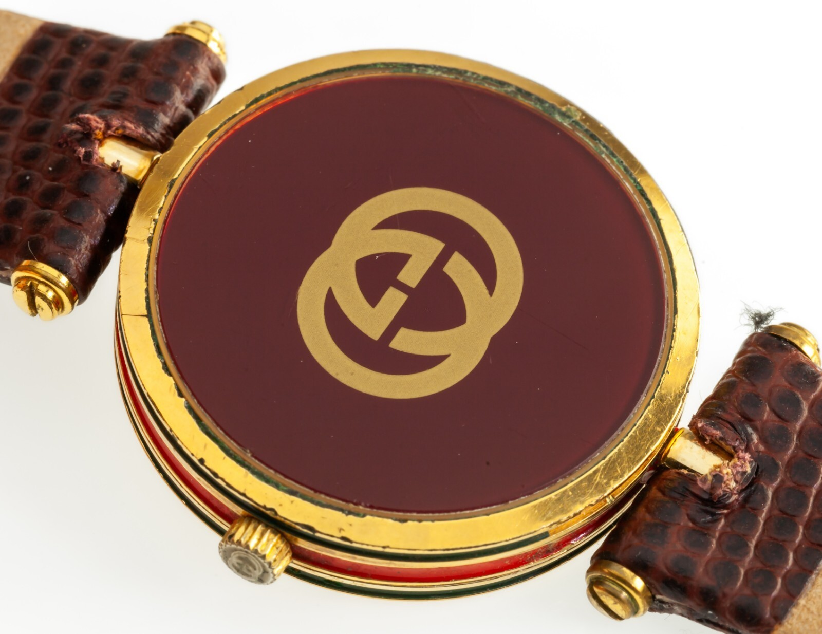 Gucci Vintage Men’s Gold-Plated Quartz Stack Watch w/ Leather Band Item image 7