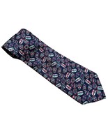 Vintage Christian Dior Monsieur Tie Navy Blue Red White 90s Silk Necktie... - $25.30